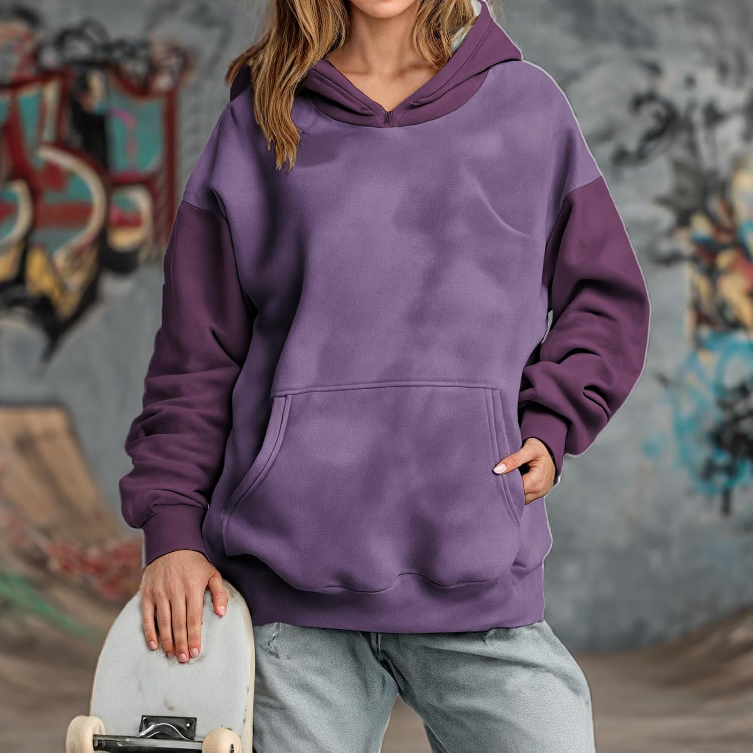 MARSVOVO Hoodies for Women Trendy Classic Pullover Comfy Sweatshirt Spring Fall Winter Cute Clothes with Pocket - Image 2