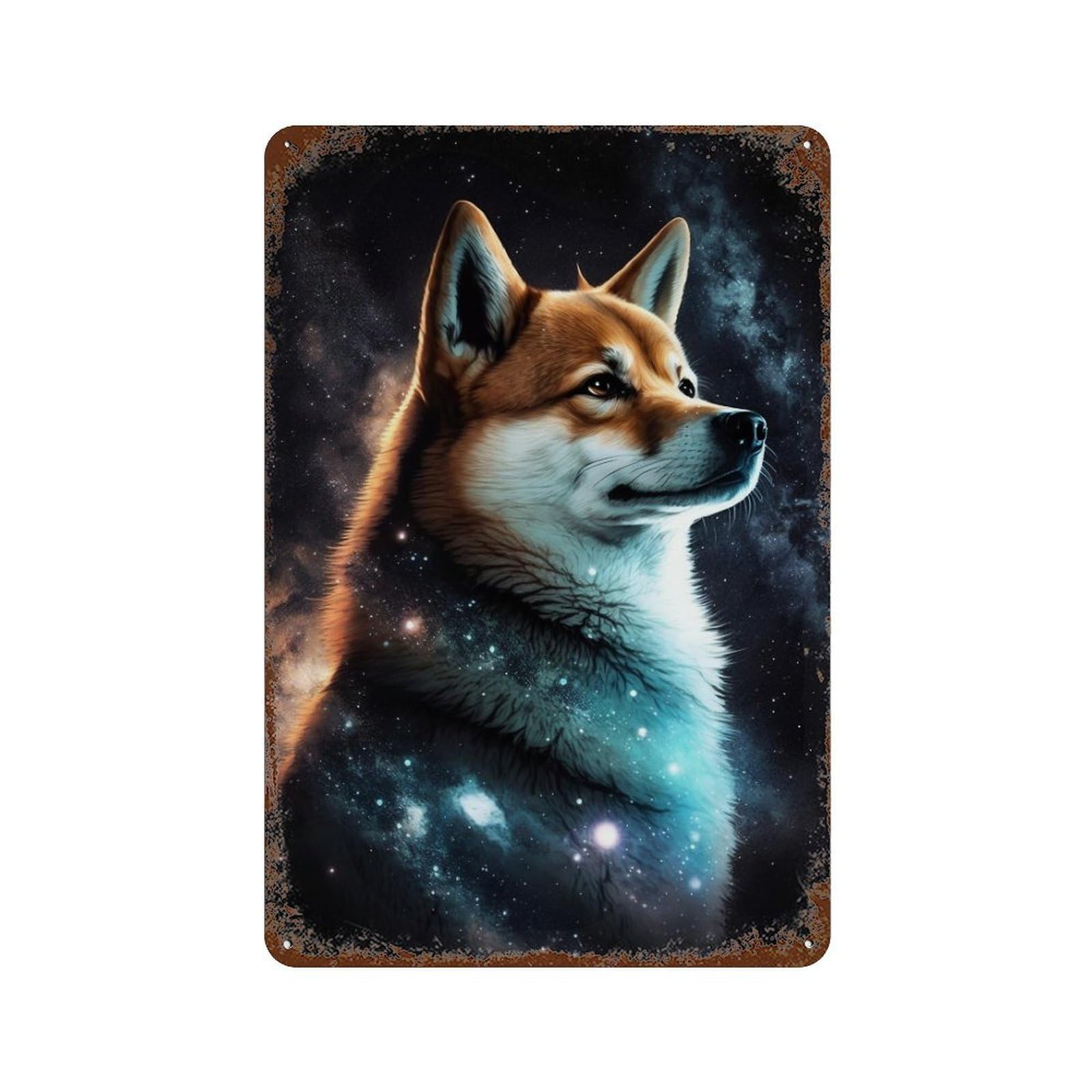Galactic Canine Majesty -2 11.8"x7.9" Vintage Rust Metal Sign, Classic Wall Plaque for Office, Studio And Wall Decor