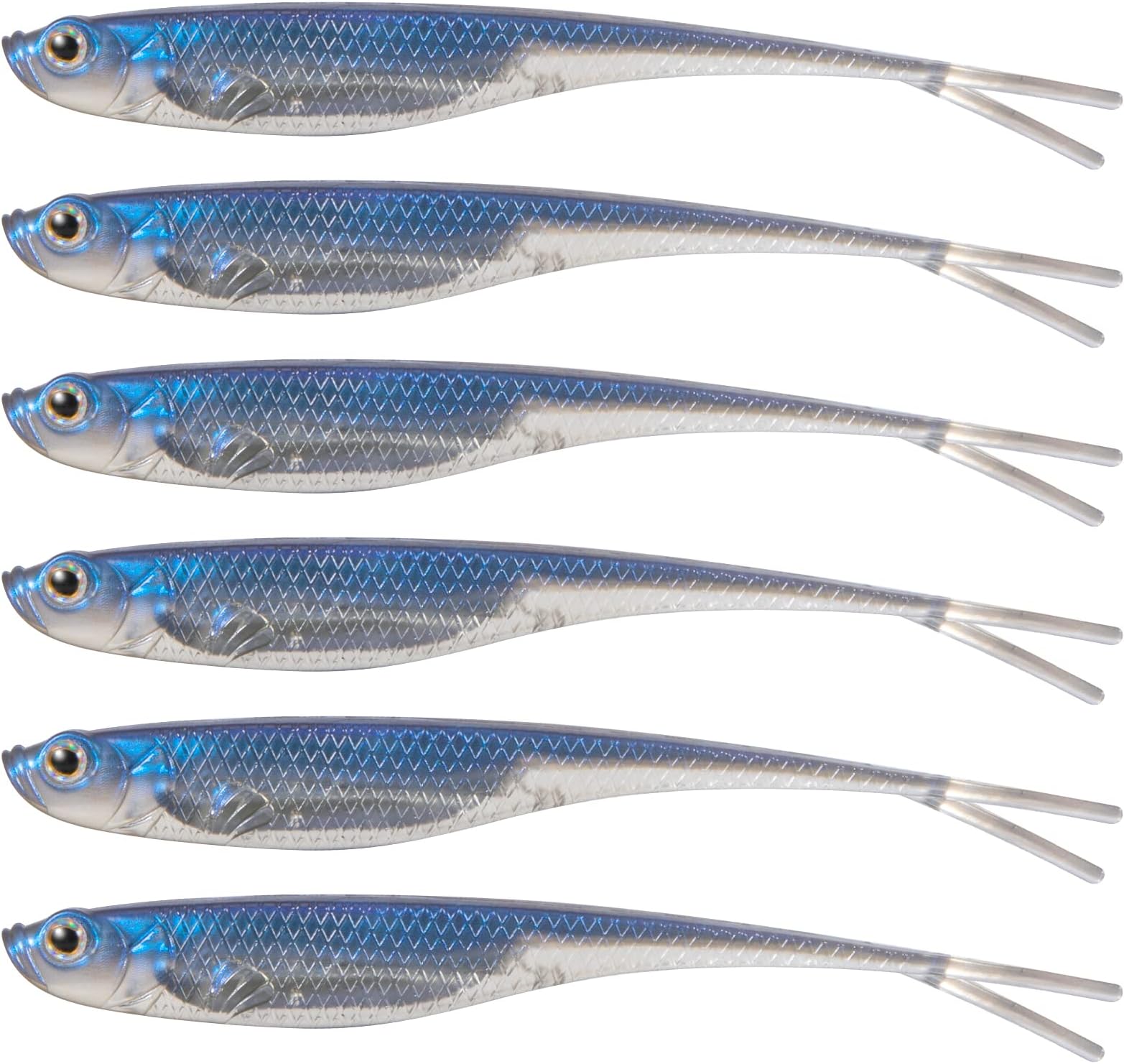 Soft Plastic Baits, Fork Tail Soft Jerkbait Minnow Lures, 3 to 4-3/4 Inches Soft Swimbaits Jerk Shad Baits Crappie Bass Fishing Lures