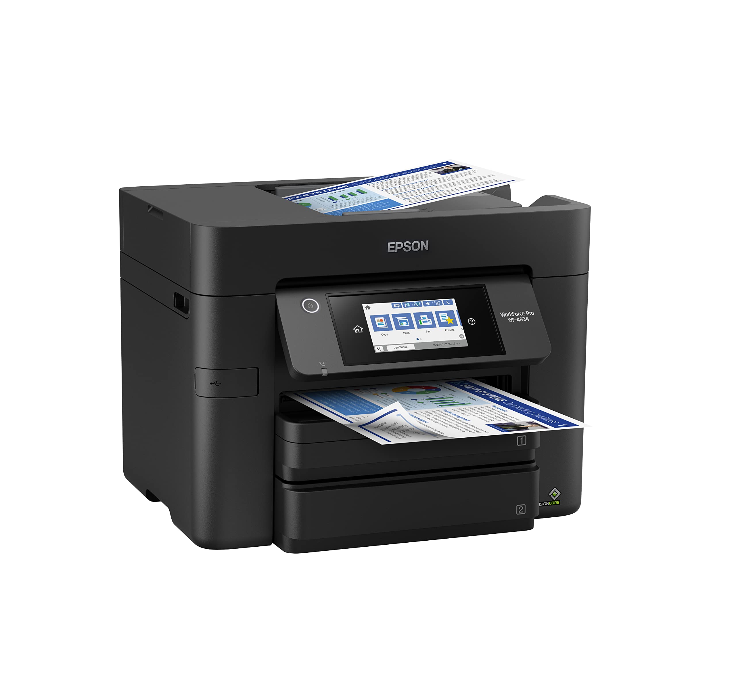 Epson Workforce Pro WF-4834 Wireless All-in-One Printer with Auto 2-Sided Print, Copy, Scan and Fax, 50-Page ADF, 500-sheet Paper Capacity, and 4.3" Color Touchscreen
