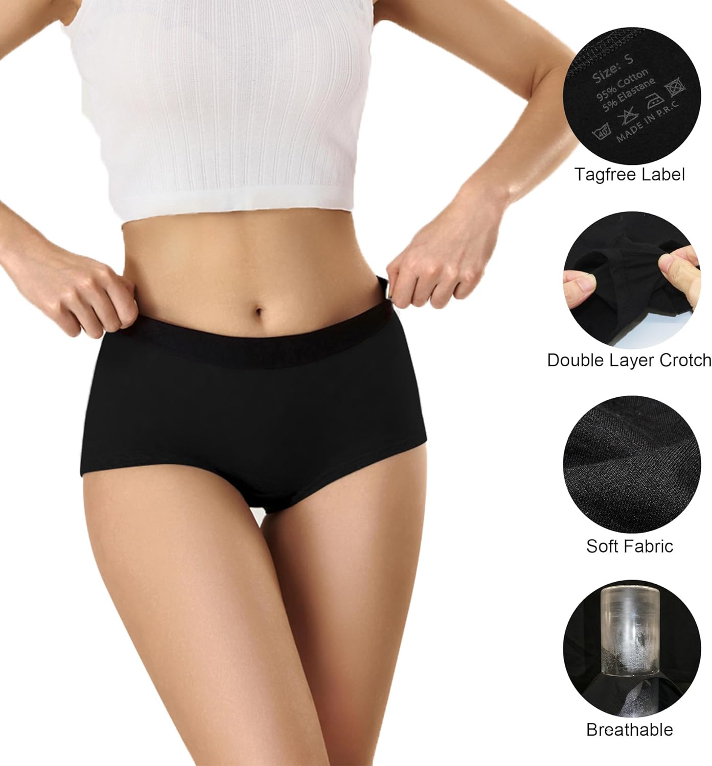 Uizuooy Women's Boxer Briefs Cotton Underwear Briefs Full Coverage Soft Anti Chafing Ladies BoyShorts Panties 6 Pack - Image 5