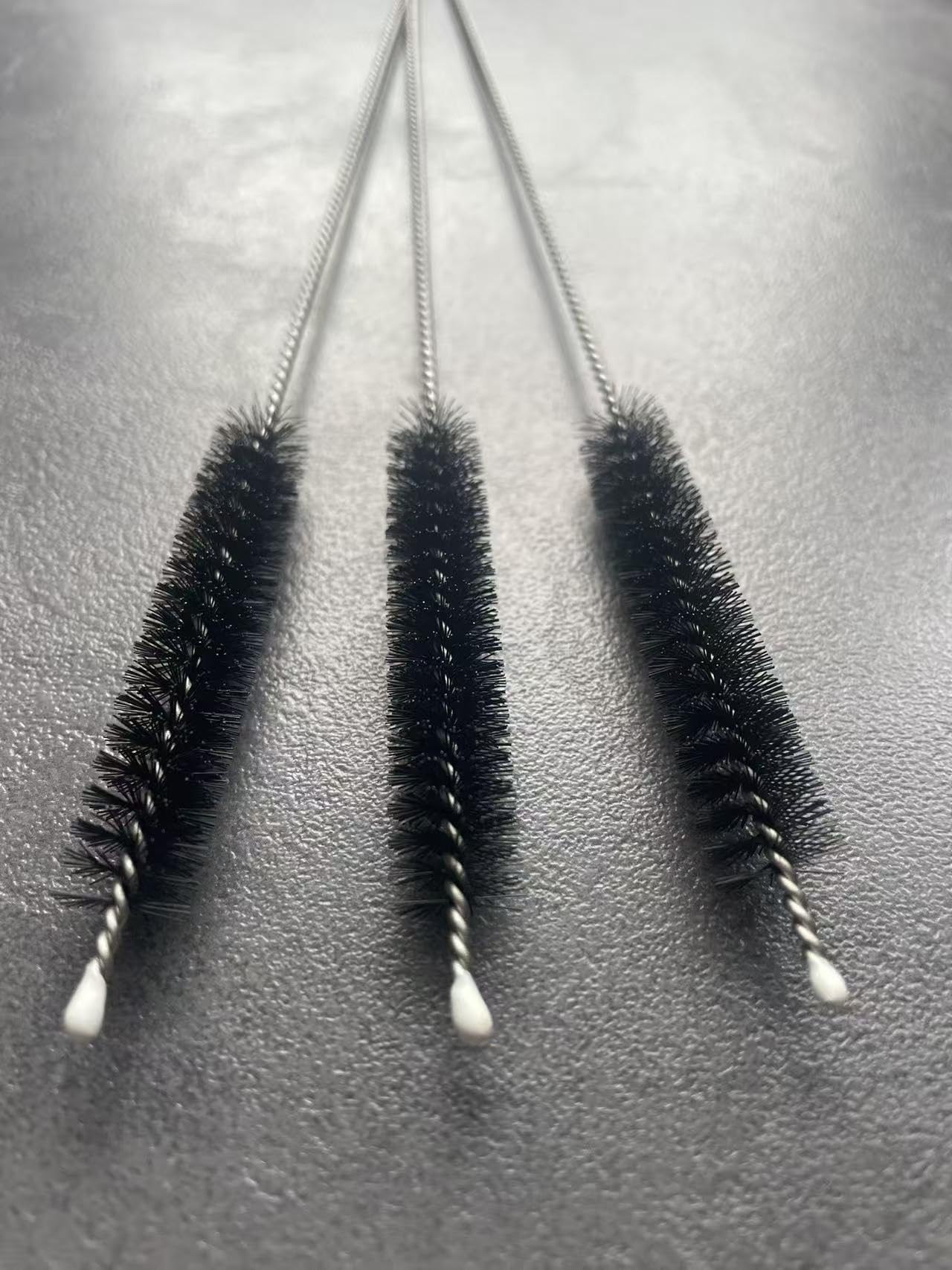 Lot de 3 brosses à paille, 23 cm, pour nettoyer les pailles, les petits tubes, accessoires de biberon, les tubes à essai, idéal pour les ouvertures étroites (noir) - 3