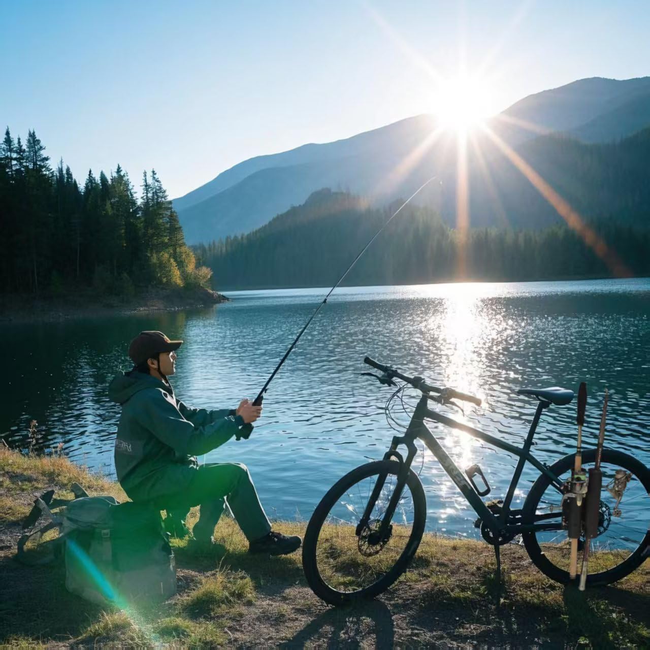 Bike Fishing Rod Holder,Secures Fishing Pole to Bicycle,Bike Fishing Rod Rack and Carrier