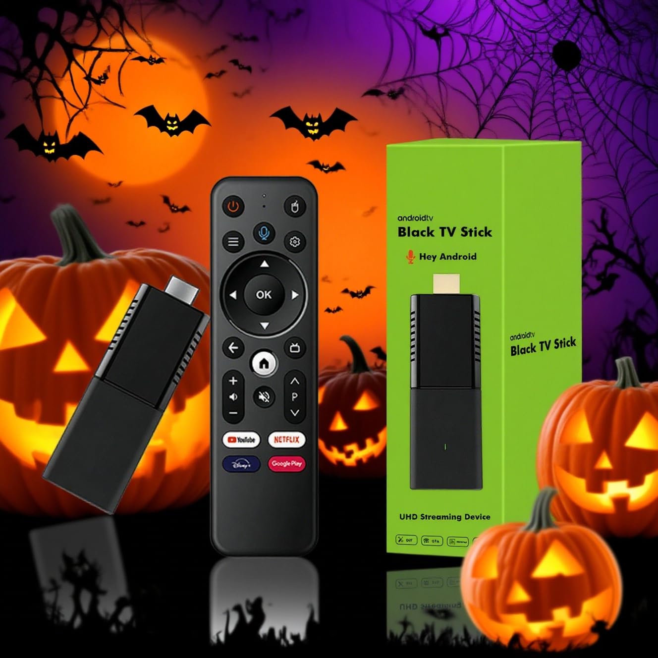 BOXPUT Q3 TV Stick, Android 10 System, 2 GB RAM 16 GB ROM, 2,4G / 5G Podwójny Pilot WiFi BT, 4-Rdzeniowy 4K High-Definition TV Stick, Z Pilotem Głosowym Bluetooth