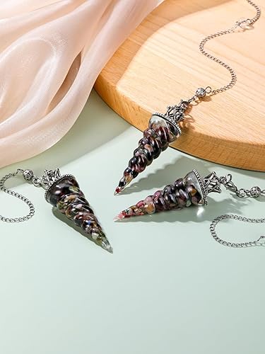 Miniatura 3 de CrystalTears Péndulo de cristal de turmalina para curación de adivinación, cristal de punto espiritual, piedra preciosa de resina para radiestesia,