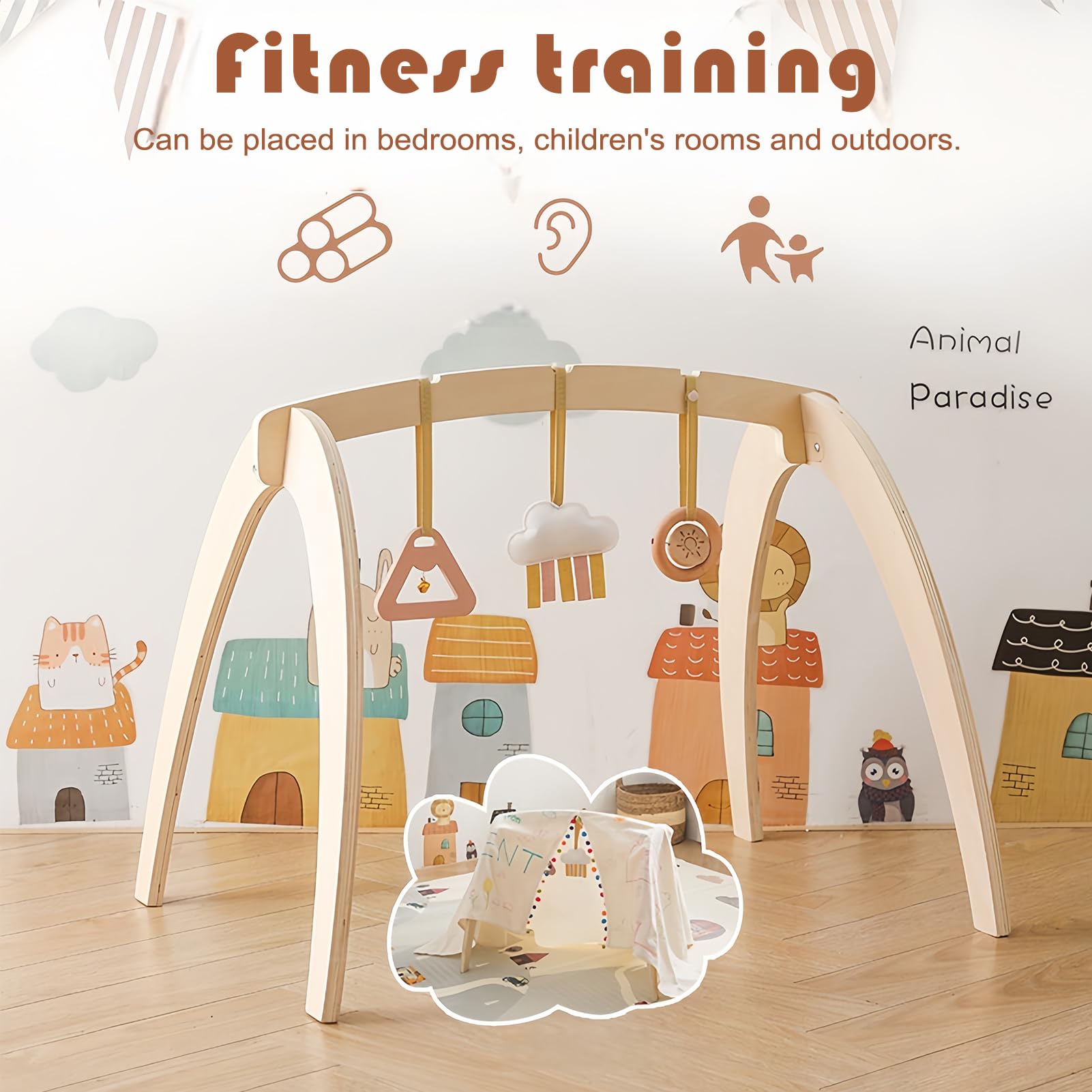 Gimnasio Infantil Juguete Sensorial De Aprendizaje Con Sonajero Plegable | Juguetes Desarrollo Sensorial Gimnasio Infantil Niño, Bebé, Dormitorio, Interior, Viaje, Exterior
