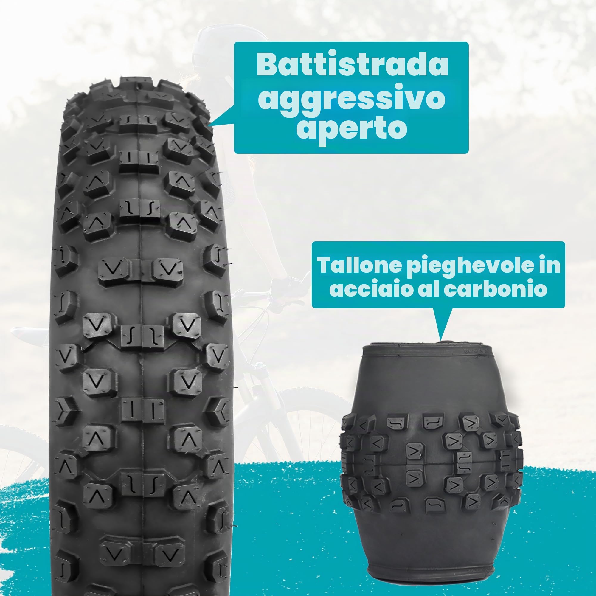 ZUKKA 20 pollici Heavy Duty E-Bike 20 x 4,0 guaina 102 – 406 pieghevole Fat Tire Fat Tire Grasso pneumatici per bicicletta elettrica e mountain bike