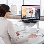Laptop Stand, OMOTON Laptop Mount, Aluminum Laptop Holder Riser Stand for Desk, Compatible with MacBook Air/Pro, Dell, HP, Lenovo and All Laptops (10-15.6 inch),Silver