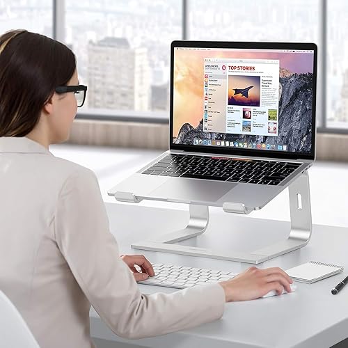Miniatura 7 de OMOTON - Soporte desmontable de aluminio para laptop en escritorio compatible con MacBook Air Pro Dell HP Lenovo y todas las laptops 11-16 pulgadas