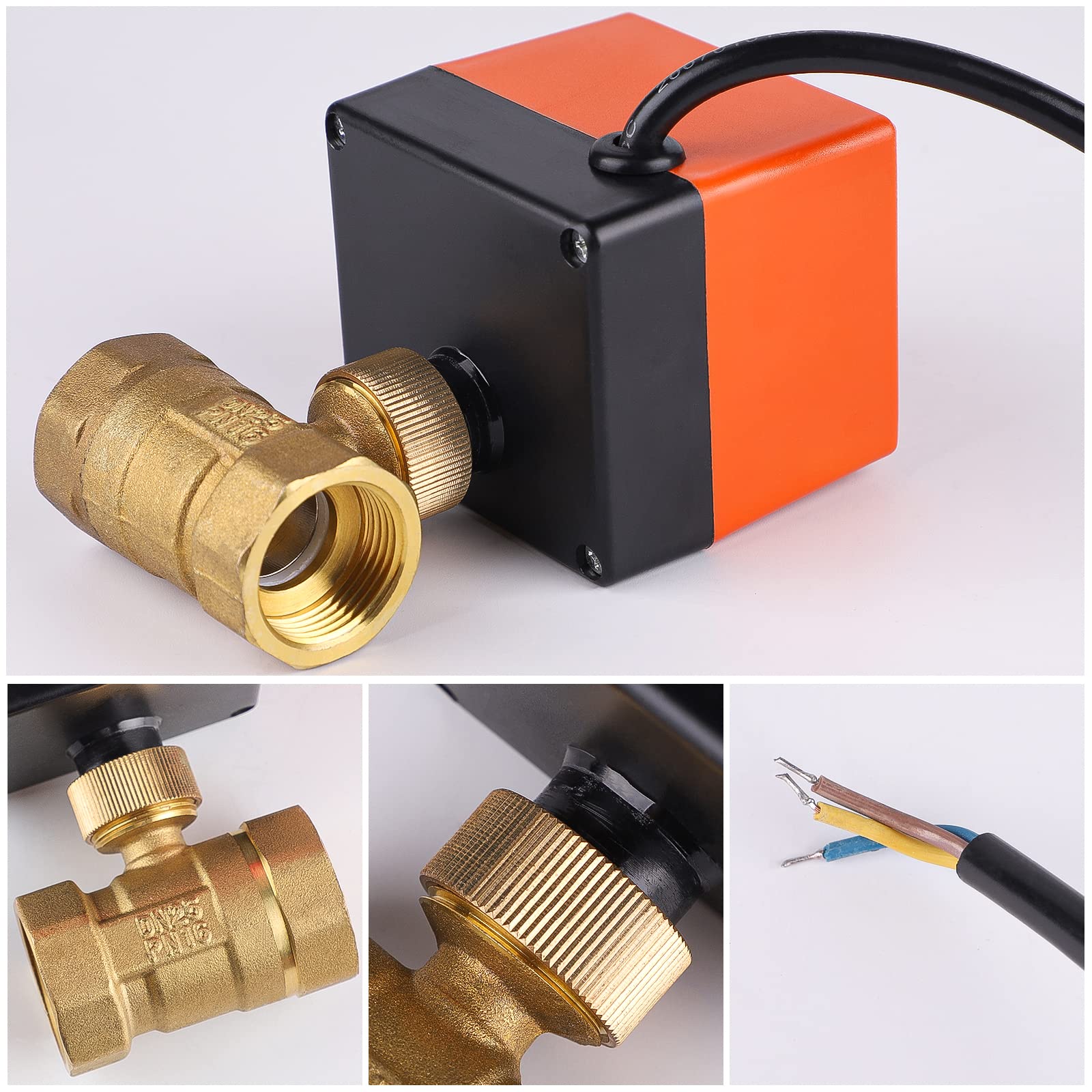 SWAWIS Elettrovalvola Valvola Motorizzata 2 Vie DN25 1 Pollici AC230V Valvola a Sfera Elettrica Valvola a Sfera Motorizzata Ottone