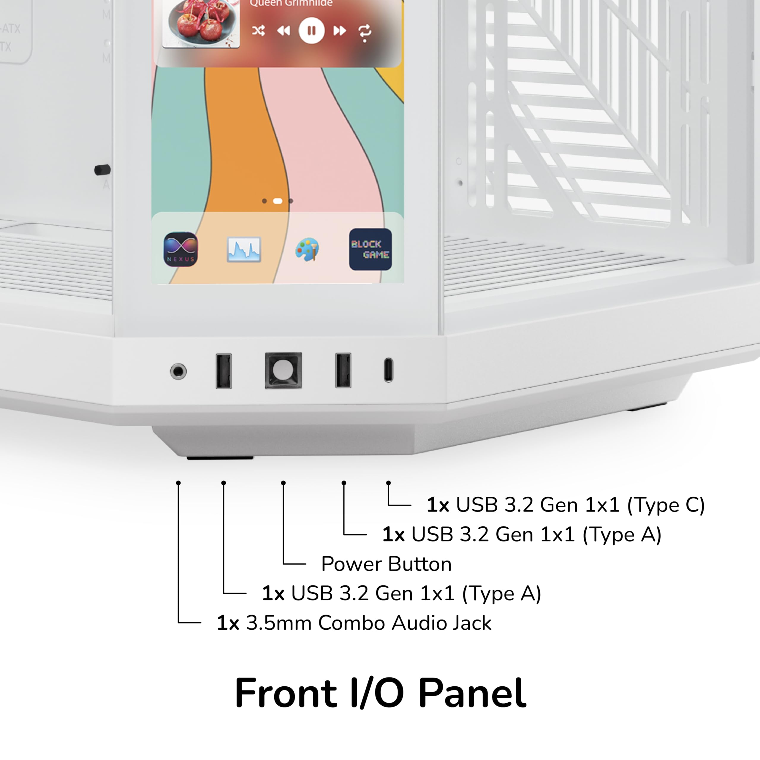 HYTE Y70 Touch Infinite Dual Chamber ATX Mid Tower nowoczesne estetyczne etui ze zintegrowanym ekranem dotykowym LCD 2,5K - Królewna Śnieżka