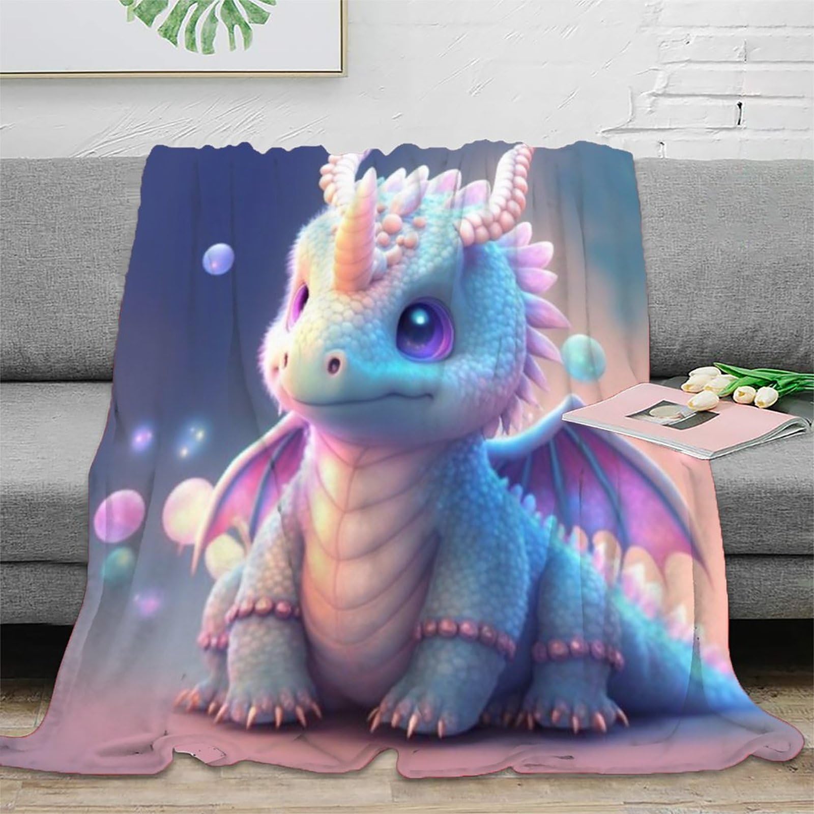 Strunt Cute Little Dragon Blanket Fleece Blanket Soft Warm Printed Flannel Blanket for Bed, Couch And Sofa 60x80inch(150x200cm)