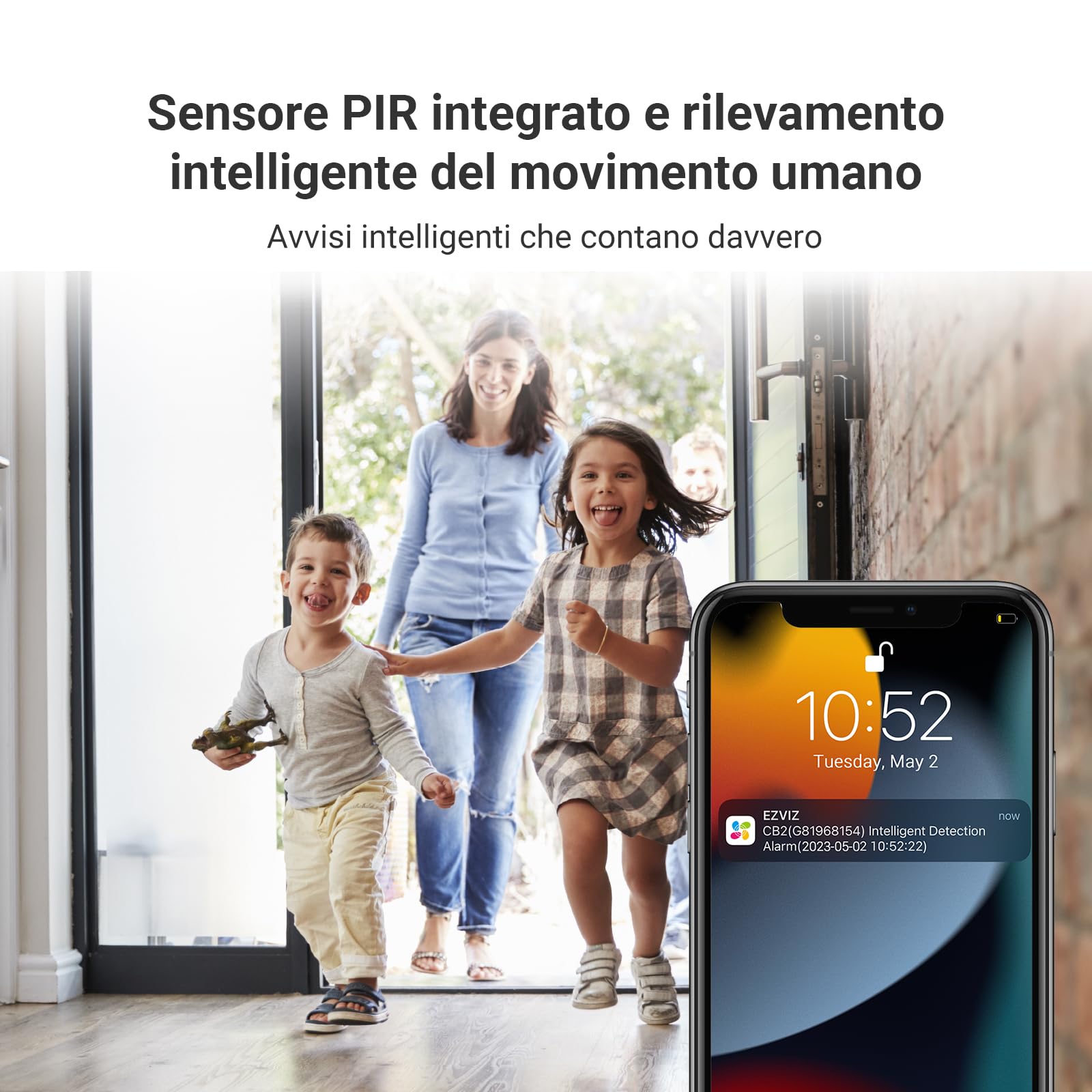 EZVIZ CB2 1080P - Telecamera di sorveglianza WiFi per interni senza fili, batteria 2000 mAh, videocamera per bambini WiFi 2.4 Ghz, rilevamento persona, 5 m visione notturna, audio bidirezionale, tipo