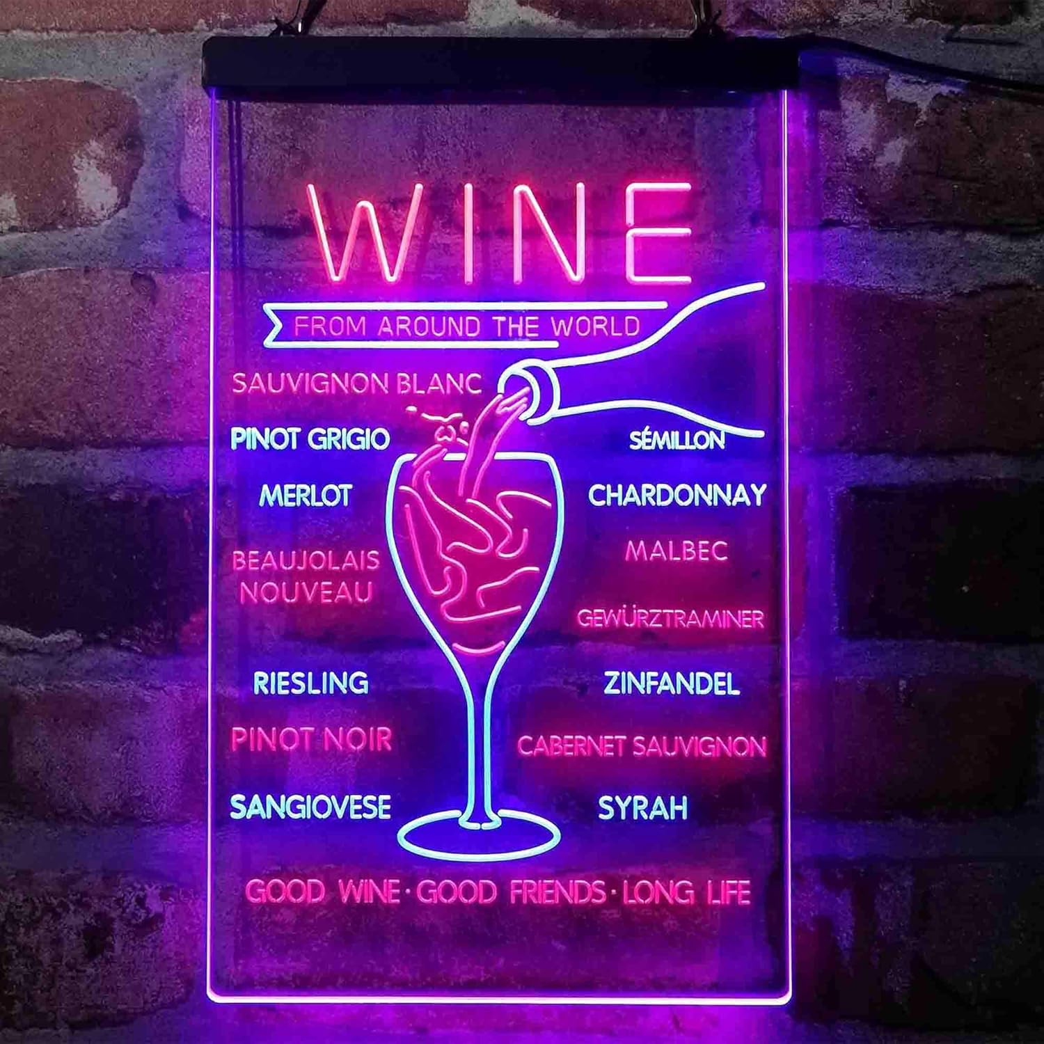 ADVPRO Wine List Red White Club Kitchen Decoration Dual Color LED Neon Sign Blue & Red 8 x 12 Inches st6s23-i4106-br
