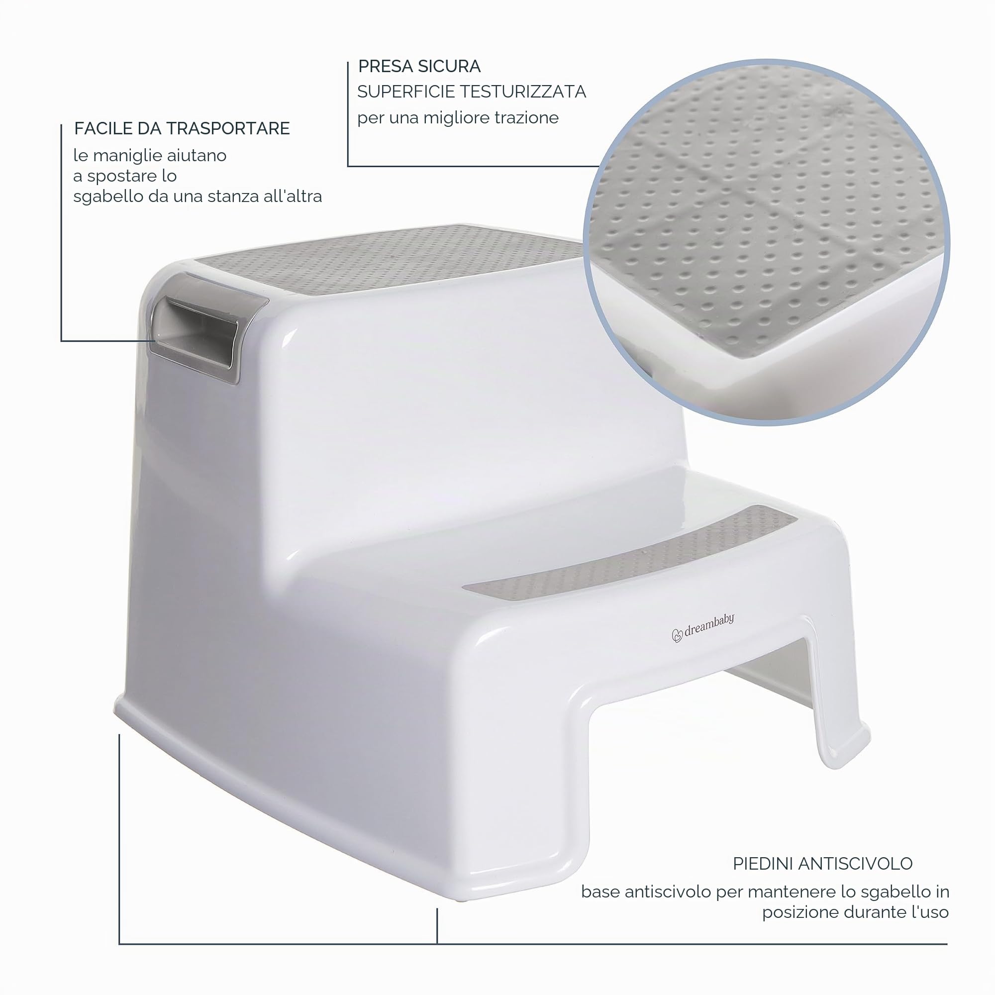 Dreambaby Sgabello Due Gradini Bianco Grigio