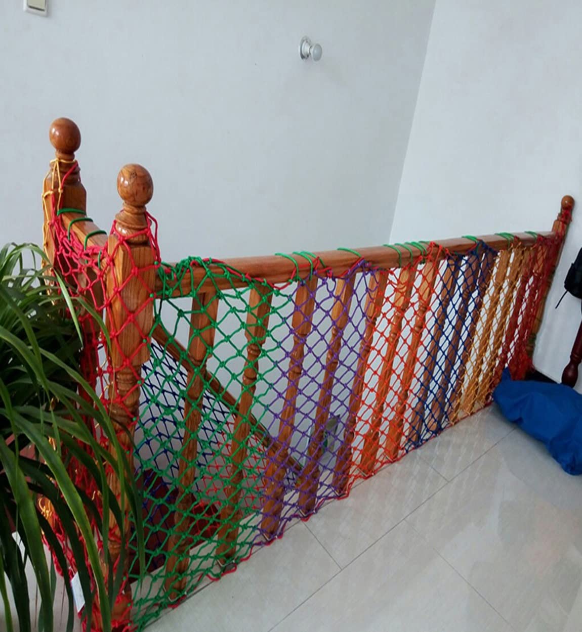 Red de seguridad infantil con cuerda de nailon anticaídas para mascotas y niños, red de escalada para jardín y balcón, red de seguridad para parque infantil, red de seguridad para escaleras y techo (2