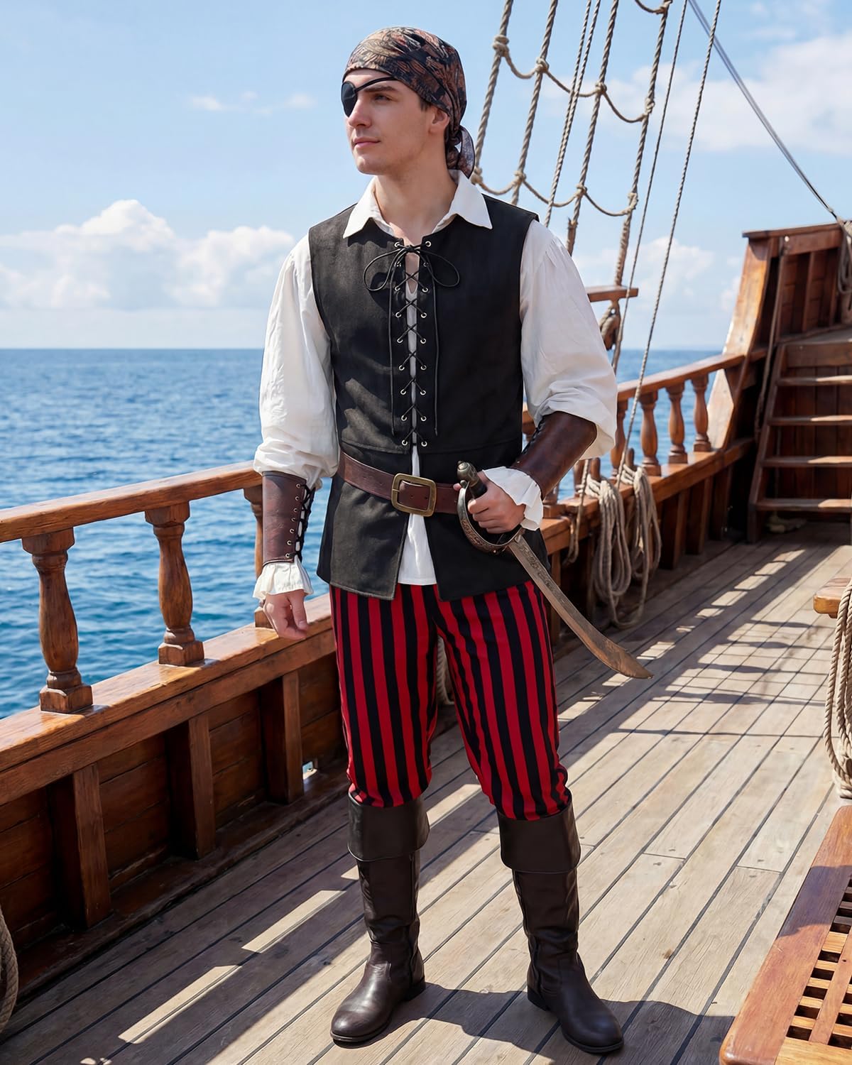 Century Star Reversible Pirate Vest Men - Renaissance Costume Men Medieval Viking Gothic Steampunk Halloween Costumes