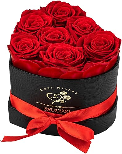 Miniatura 8 de Rosas frescas preservadas para siempre en caja de corazón, regalo perfecto de cumpleaños de Navidad para mujeres y madres. Rosas 100% reales que