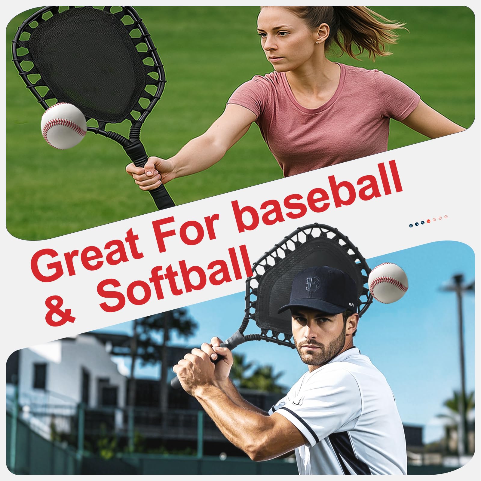 Fungo Racket Baseball for Fly Balls: XXSJ Softball Training Equipment for Coaches and Parents - Practice Hitting Grounders Line Drives Pop Flies