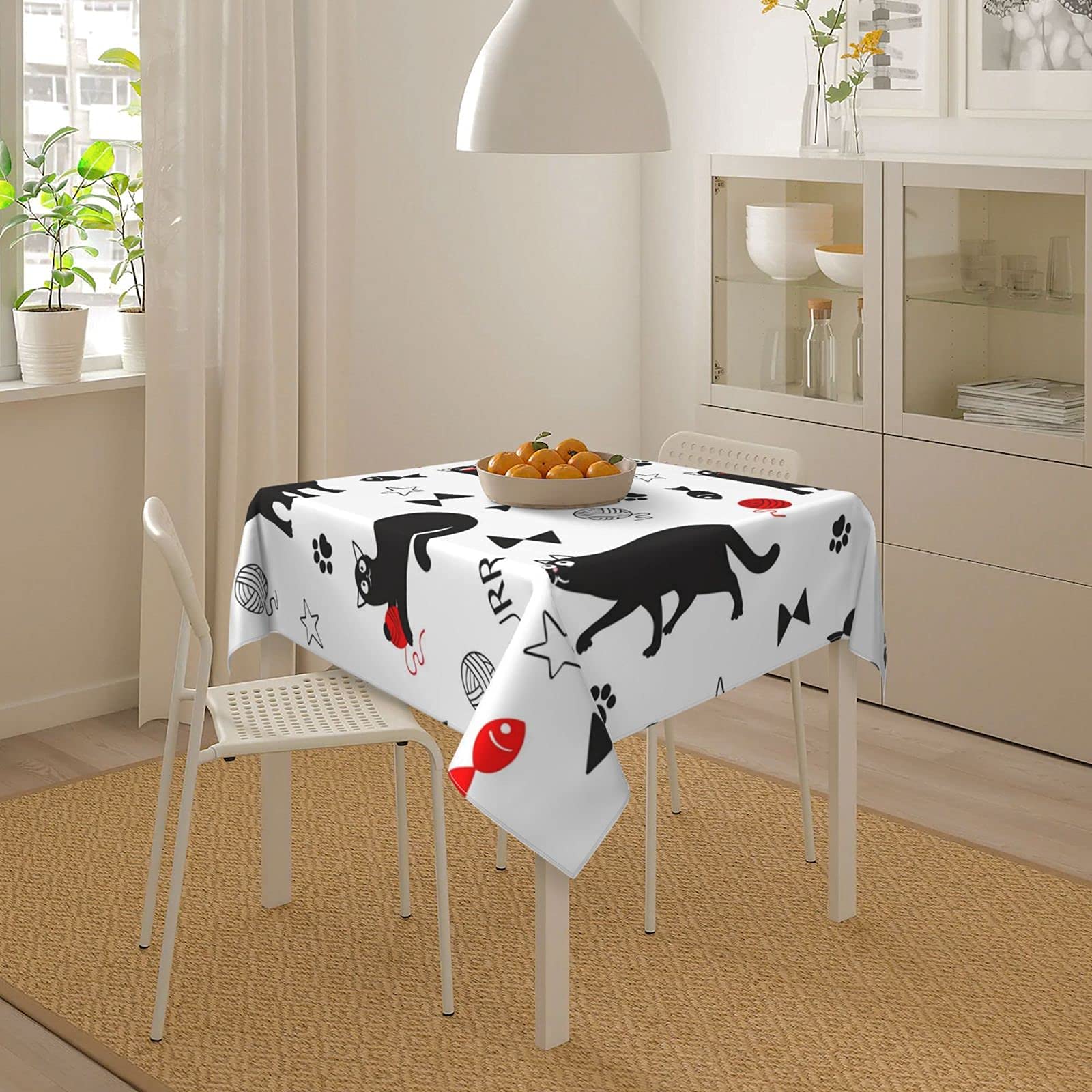 Amazon｜テーブルクロス 猫 動物柄 食卓クロス 多機能 ティーテーブル