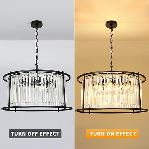 Miniatura 6 de Lámpara de araña de cristal negro, lámpara colgante negra, lámpara redonda de 8 luces, lámparas de techo para comedor, sala de estar, dormitorio,