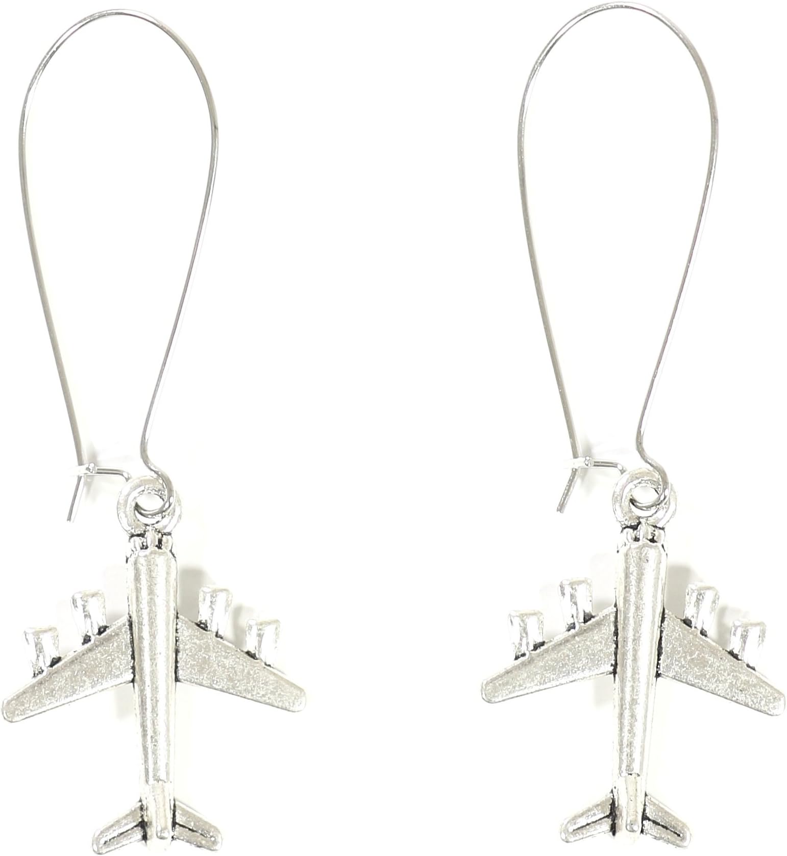 Airplane Dangle Earrings Silver Tone Jet Plane EG25 Fashion Jewelry