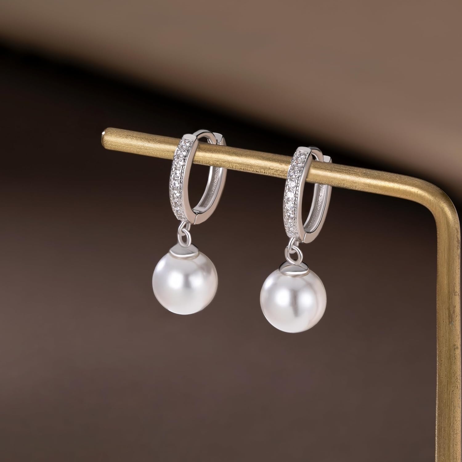 SLUYNZ Solid 925 Sterling Silver Pearls Hoop Earrings for Women Teens Wedding Pearls Earrings Hoop Earrings Huggie - Image 4