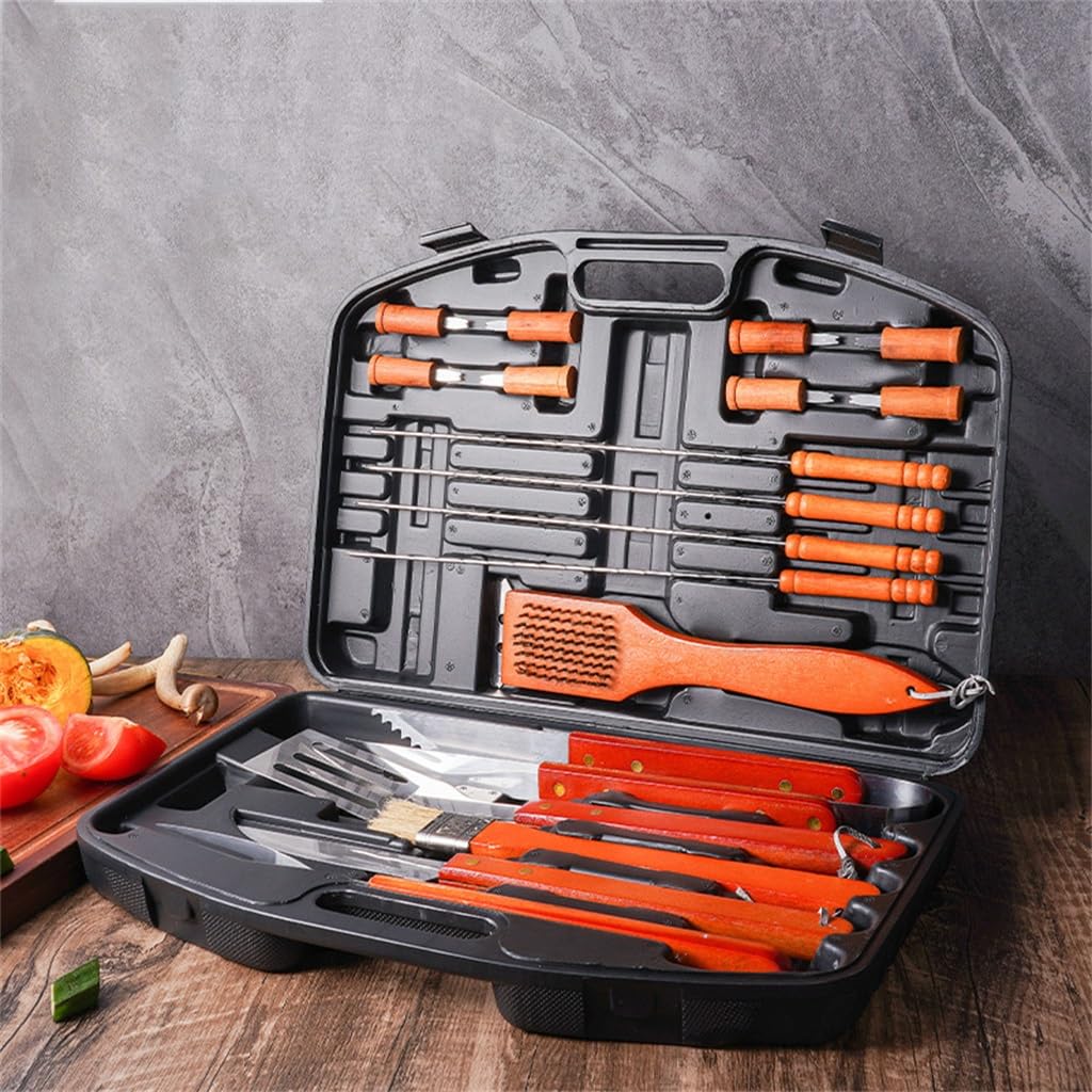 18-teiliges Grillbesteck- und Werkzeugset für den Außenbereich, komplettes Grillbesteck-Set