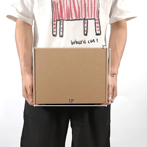 Miniatura 6 de Cajas de envío pequeñas de 13 x 10 x 2 pulgadas, cajas de cartón corrugado marrón Kraft (paquete de 20) para correo, embalaje, pequeñas empresas y