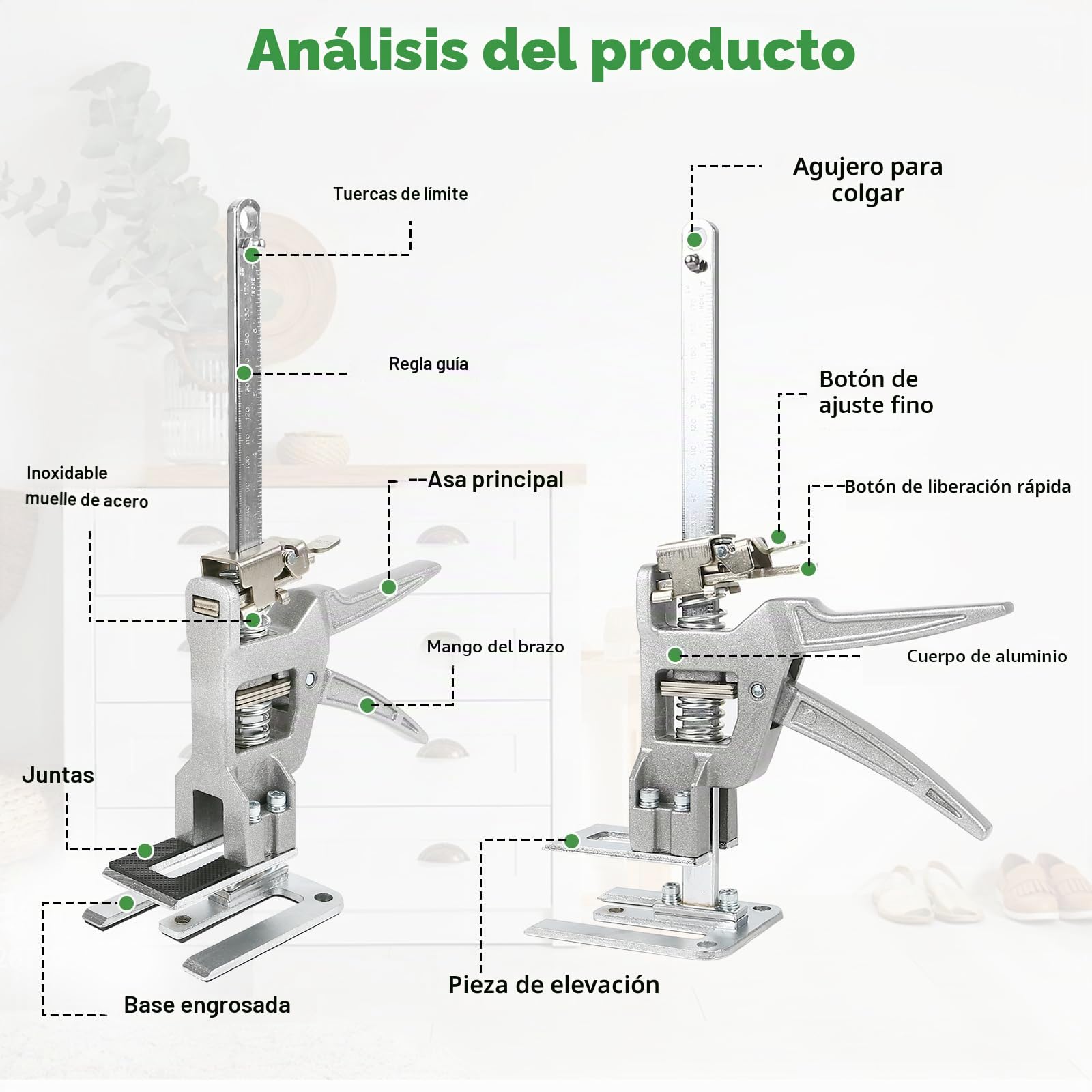 Brazo ahorrador de Trabajo, 2 Piezas Brazo Elevador de Herramientas manuales con Escala, hasta 400 kg, Multifunción Levantador de Azulejos, para Paneles de Puertas, Armarios, Azulejos de Pared, etc