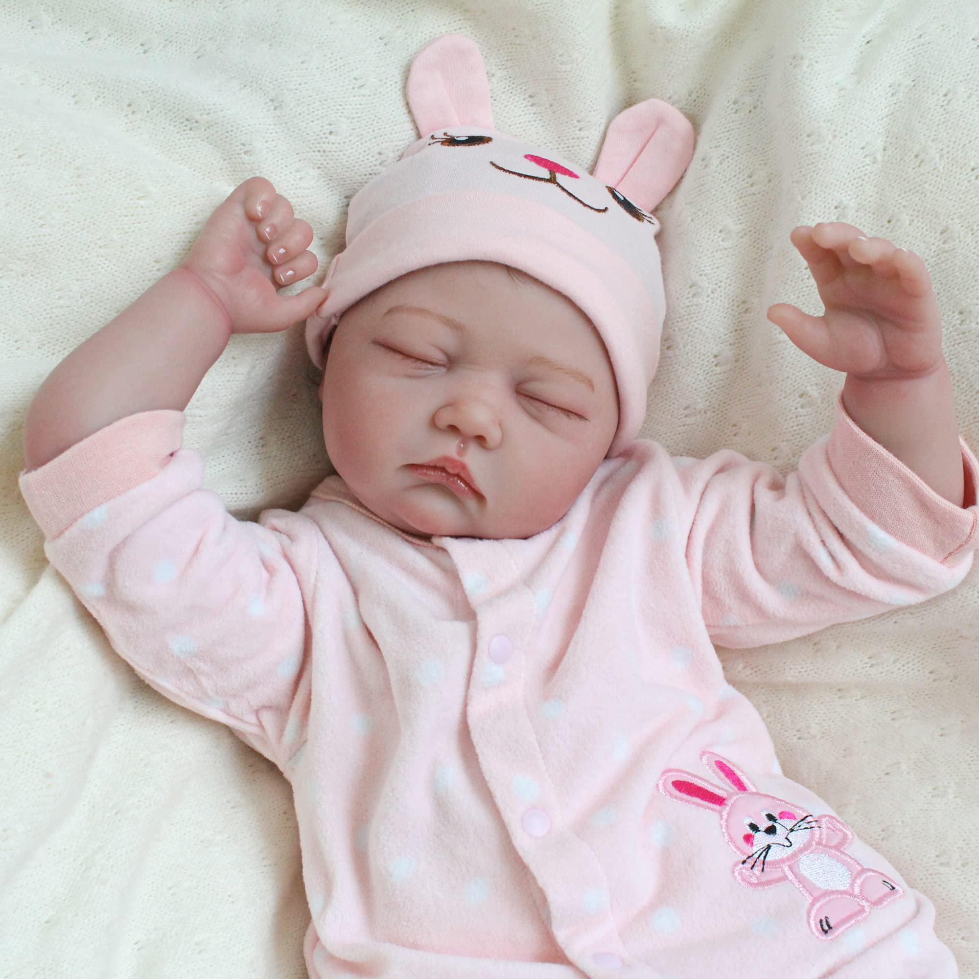 CHAREX Reborn Baby Dolls, 22 inch Sleeping Baby Girl Doll Lifelike Newborn Baby Doll Handmade Weighted Soft Body That Look Real for Children Kids Collector Age 3+