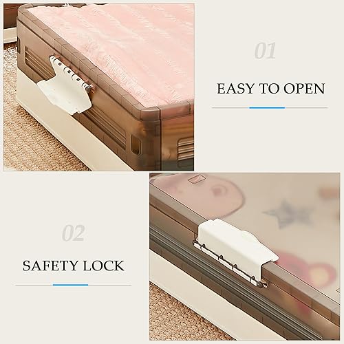 Miniatura 5 de VECELO Almacenamiento debajo de la cama con ruedas, paquete de 2 contenedores de almacenamiento apilables debajo de la cama, contenedores de