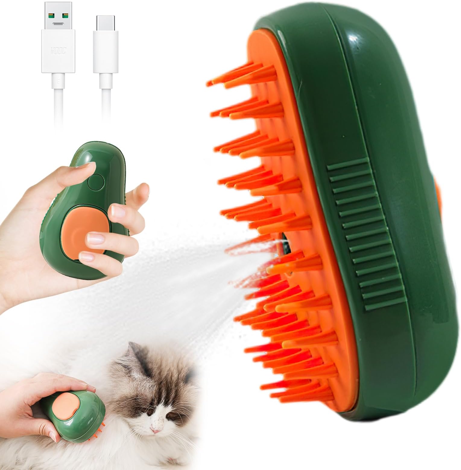 Steamy Cat Brush, 3 in 1 Cat Steamy Brush, Electric Cat Steam Brush, Cat Grooming Brush Silicone Self Cleaning Steam Brush for Massage,Clean and Removing Loose Hair