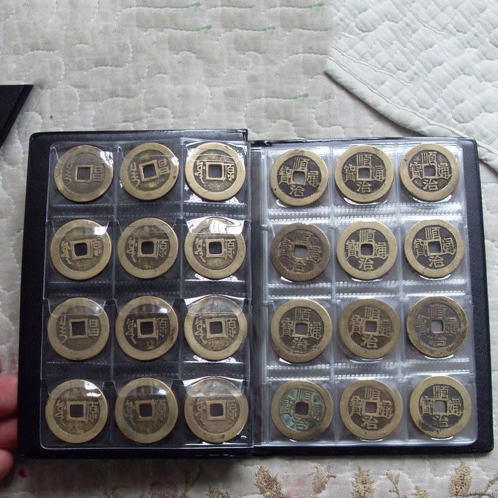 Coin Collection Album 120 Pocket Penny Holder Book for Currency Collecting Small Coin Organizer Display Case Numismatic Supplies Red Blue Black Green(black)