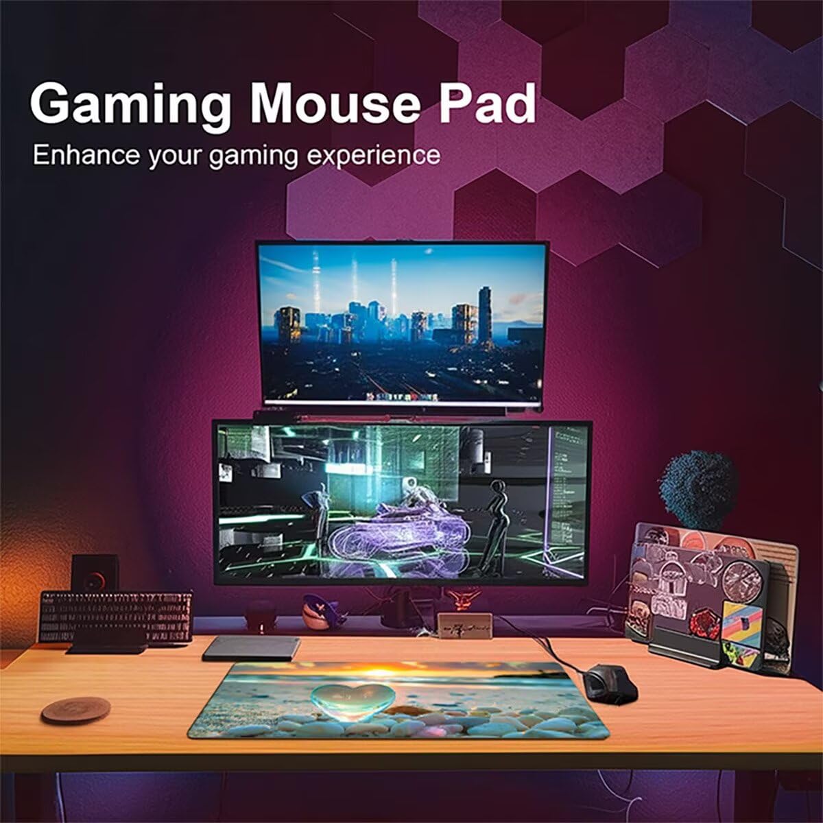 Tappetino per Mouse Gaming XXL 1200x600x3mm – Ufficio Mousepad Grande Migliora la Velocità e la Precisione Tenuta Stabile Sottomano per Ufficio e Casa Accessori Scrivania Tramonto Spiaggia LMDT2120