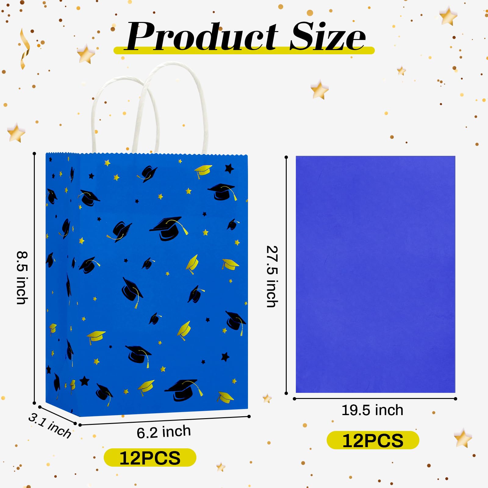 BIZIBAFF Abschluss-Geschenktüte 2025 - Große Papiertüte Mit Seidenpapier Für Schulabschluss Party (33 Cm)