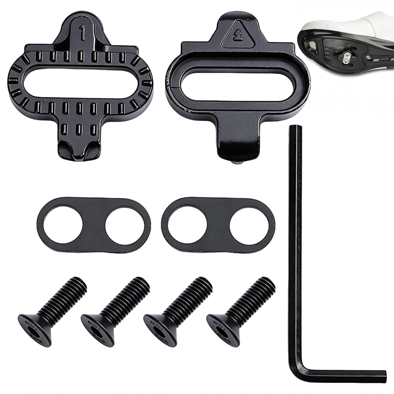 2 Pack SPD Bike Cleats, SM-SH51 Compatible Cycling Cleat Set with Screws & Allen Key, Anti-Slip Metal Pedal Cleats, 2-Bolt Clipless Pedal System Replacement for MTB, Road Bike & Indoor Spinning