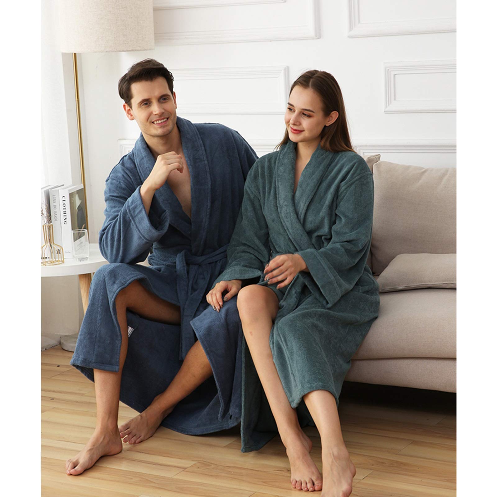 Generic Accappatoi Asciugamano Accappatoio Uomo Donna, Accappatoio Donna Soffice Addensare Cotone Kimono Accappatoi Lunghi Pigiama Camicie da Notte Leggero per Doccia