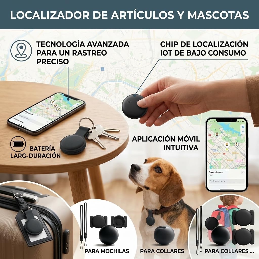 Aimtrack Pro - Buscador de artículos Bluetooth, rastreador de Mascotas y localizador GPS Global, Compatible con Sistemas iOS y Android