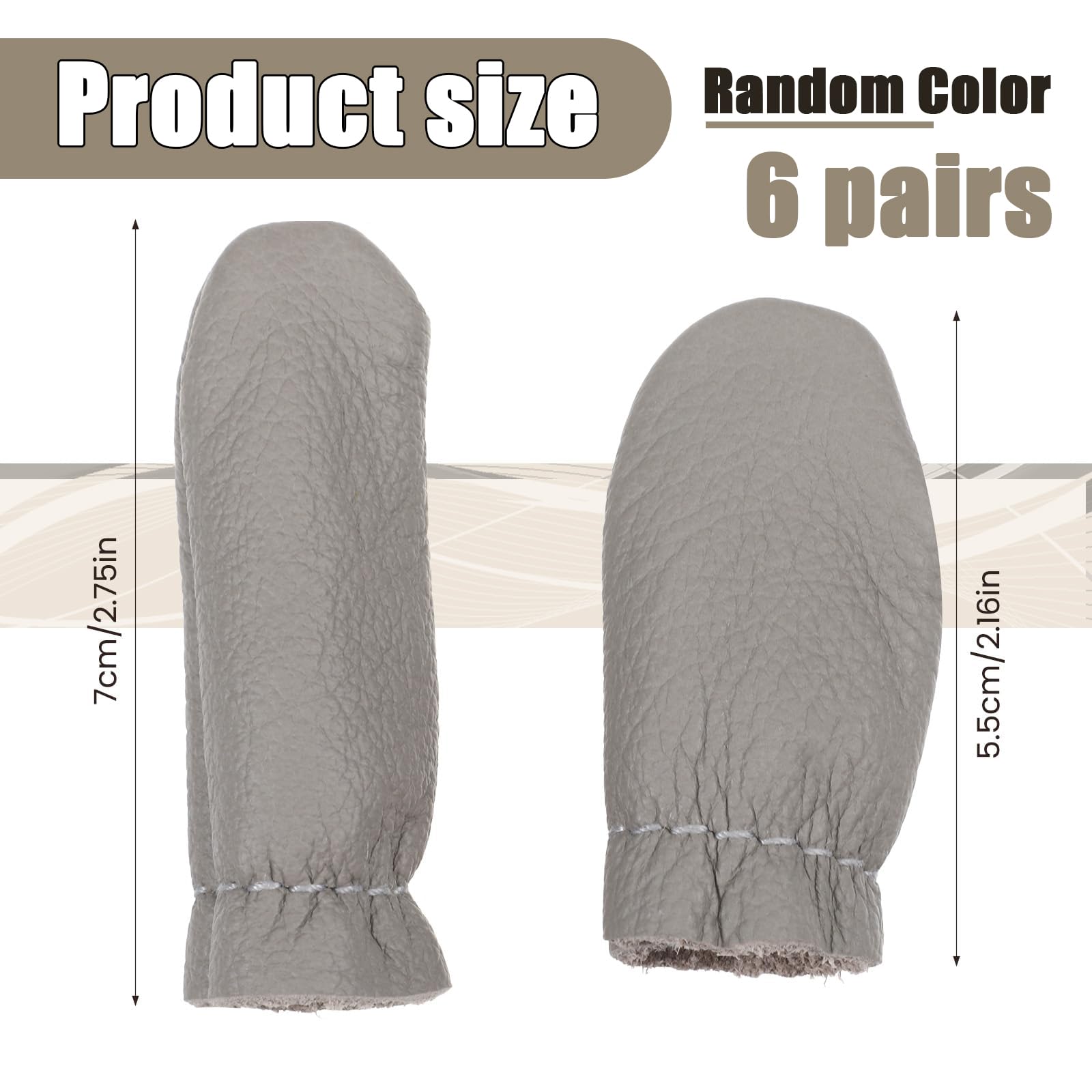 Protège-Doigts en Cuir de Vachette,6 Paires Protection des Doigts et du Pouce,Outil de Protection des Mains pour Couture et Feutrage (Couleur Aléatoire)