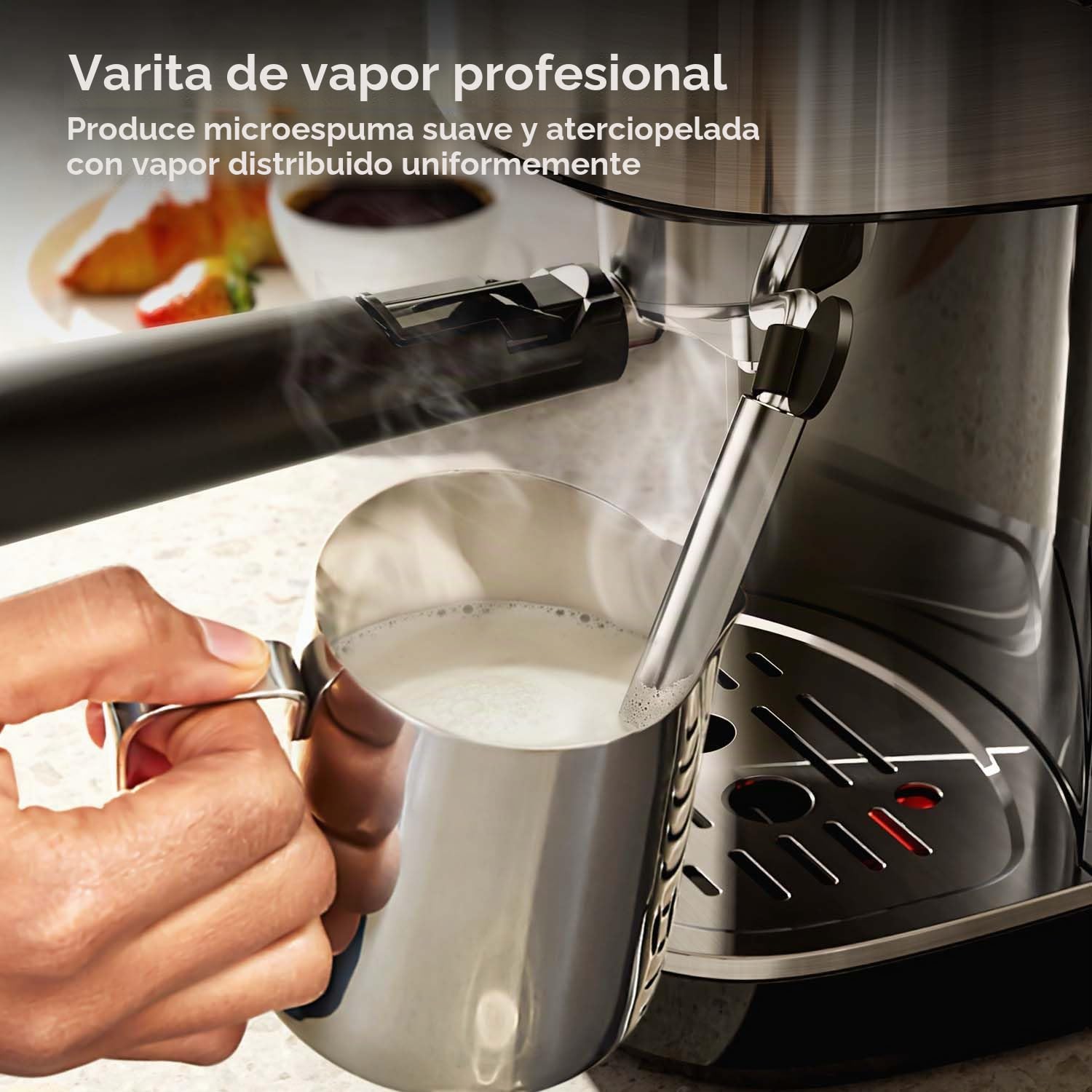 Máquina de café espresso semiautomática de 20 barras, cafetera profesional con espumador de leche y tanque de agua extraíble de 40 onzas, sistema Home Barista para capuchino, café con leche