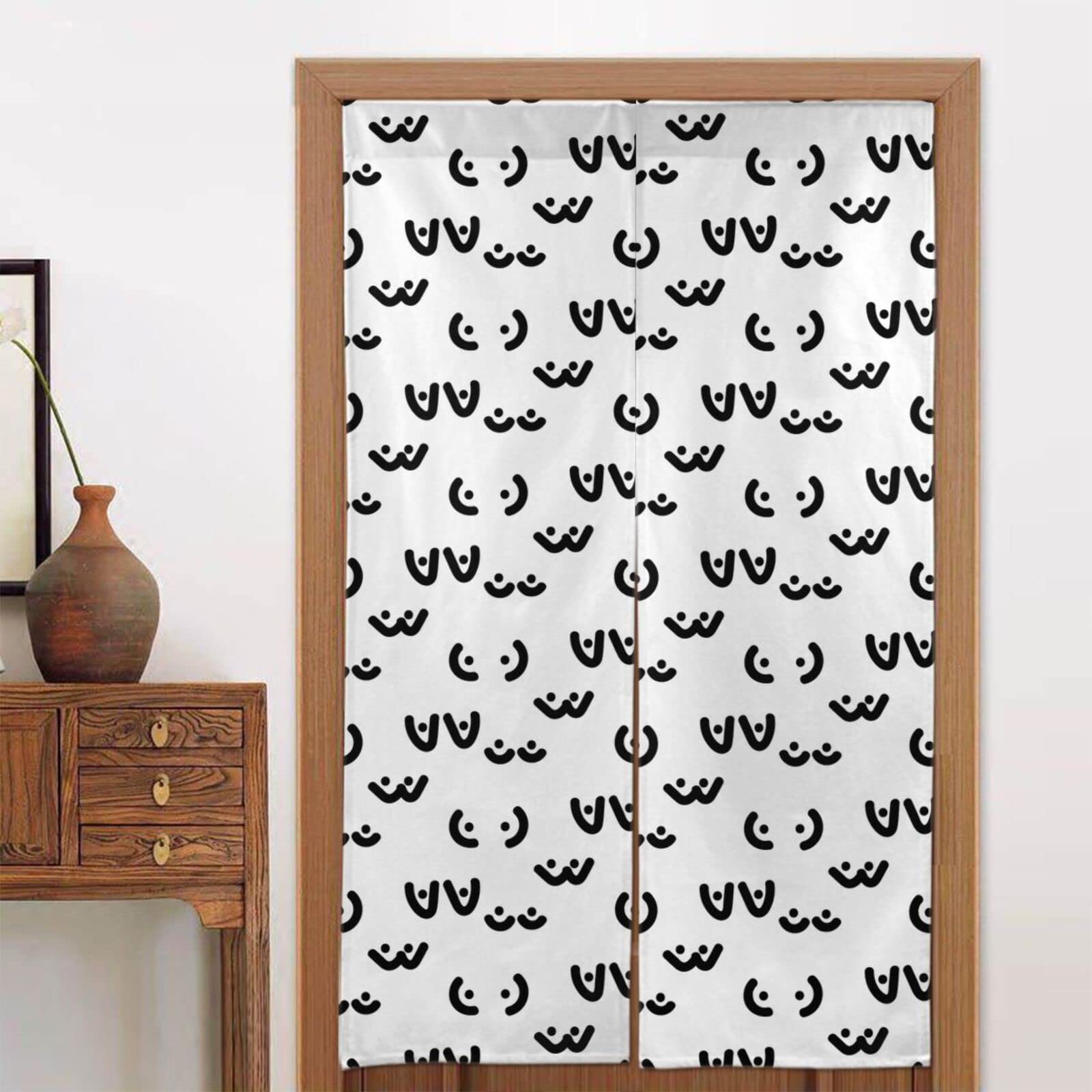 Amazon｜女性の胸のおっぱい のれん おしゃれ 目隠し シンプル風 暖簾 幅86×丈143cm インテリア 目隠し おしゃれ すだれ 遮光 部屋  間仕切り ロング カーテン 麻調ポリエステル製 冷暖気遮断 簡単取付 リビング 玄関キッチンお風呂喫茶店出入り口四季兼用｜のれん ...