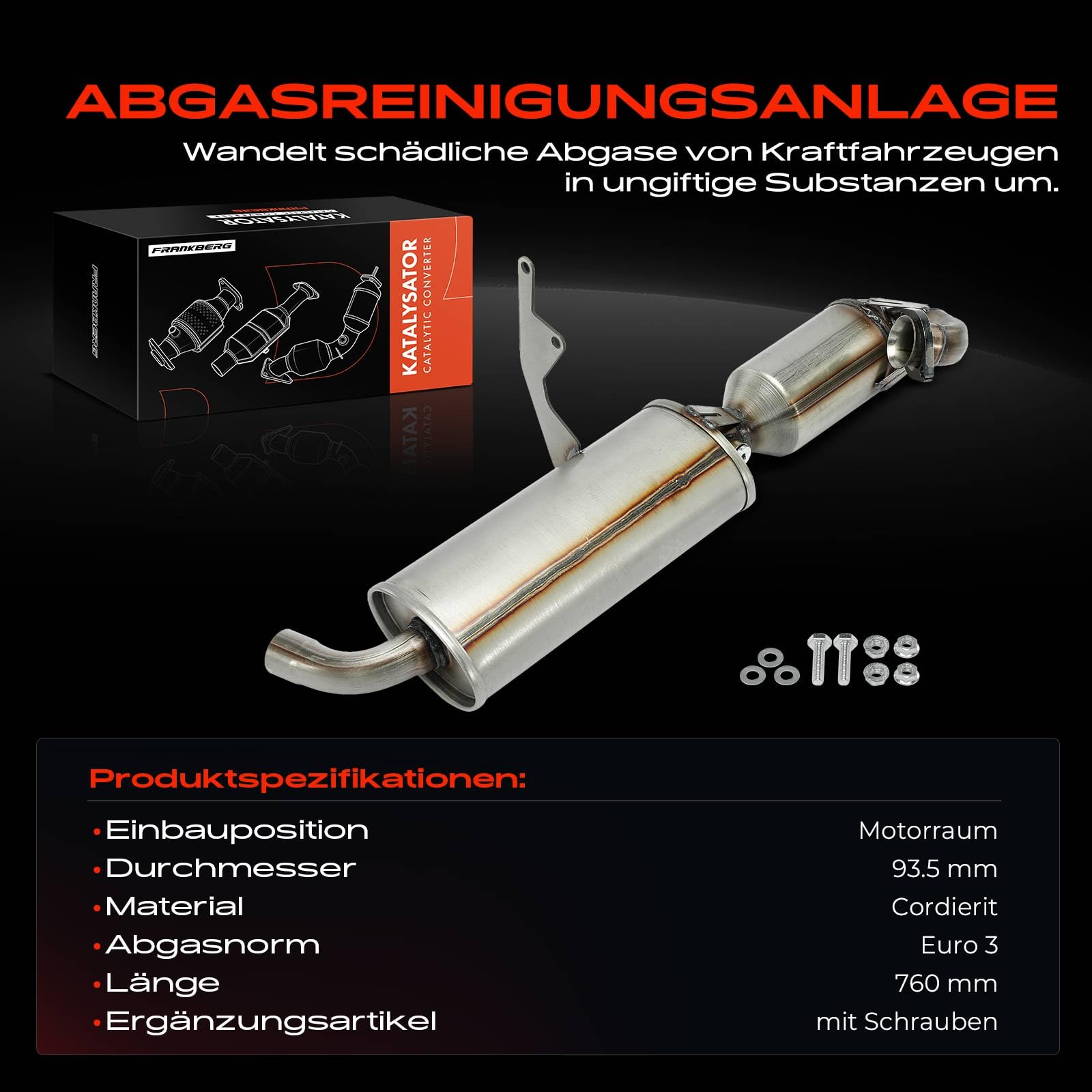 Frankberg 1x Katalysator Benzin Kompatibel mit Cabrio 450 0.6L 0.7L City-Coupe 450 0.6L 0.7L Fortwo Cabrio 450 0.7L Fortwo Coupe 450 0.7L Replace# 0011953V001