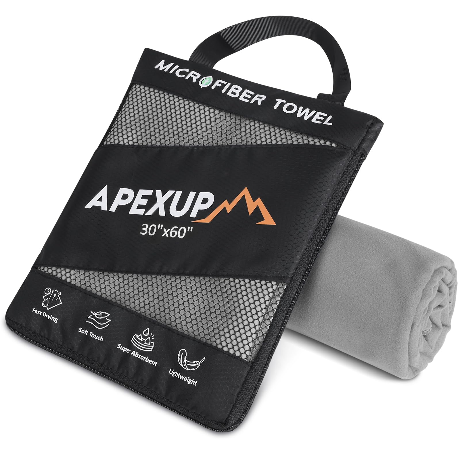 APEXUP Microfiber Travel Towel, Ultra Absorbent Quick Dry Towels, Lightweight Gym Sports Camping Towel for Workout, Yoga, Beach, Shower, Swimming (60"