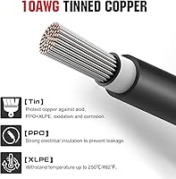 Vista 2 de ECO-WORTHY 10FT 10AWG Solar Extension Cable 30A/1000V DC, IP67 Waterproof with Compatible Quick Connectors (Red+Black) for Solar Panels