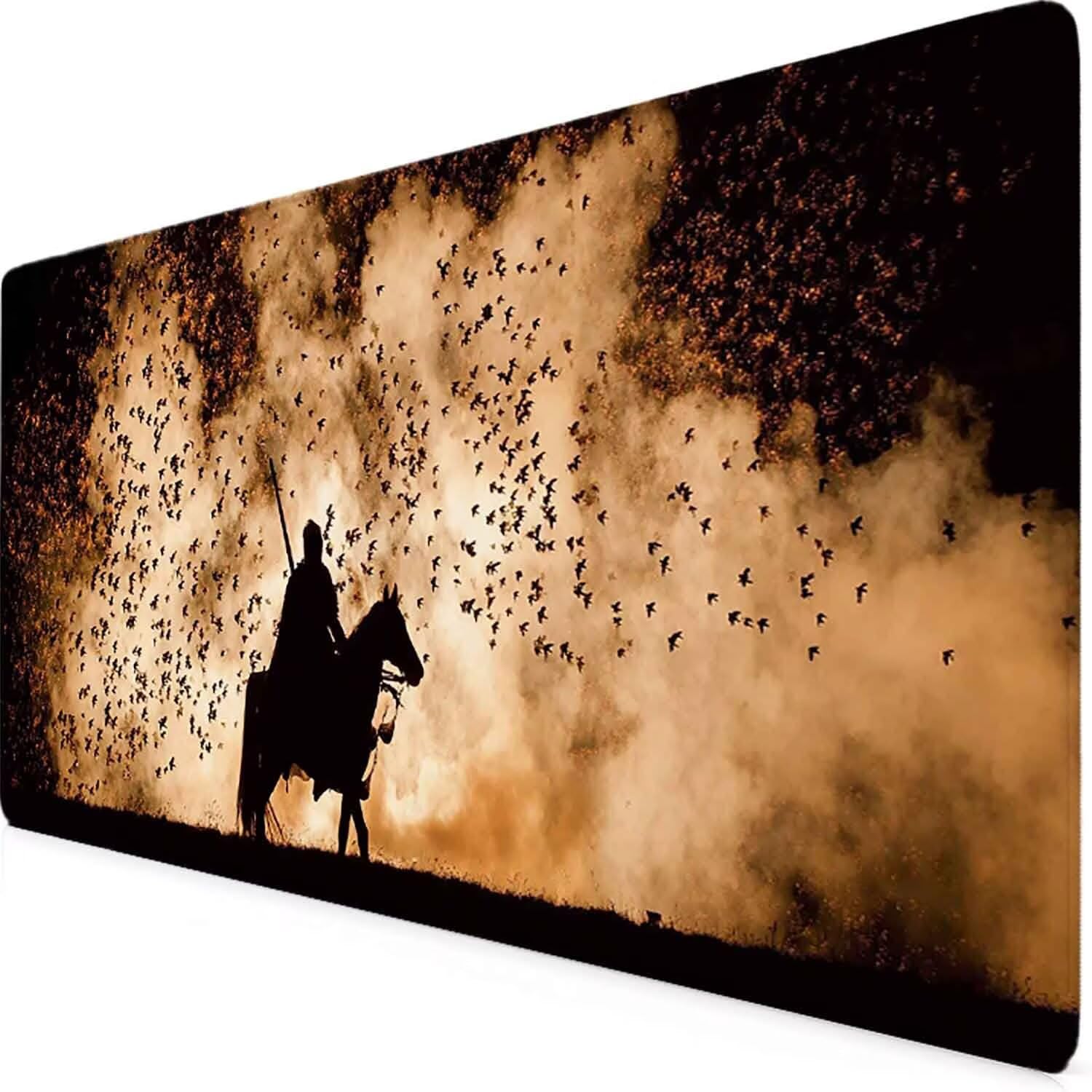 Żółta podkładka pod mysz wojownik XXL podkładka pod mysz 1200 x 600 mm podkładka pod mysz ze zszytymi krawędziami i gumową podstawą antypoślizgowa podkładka pod mysz XXL do komputera, laptopa