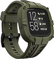 Vista 1 de GELISHI Compatible con Fitbit Versa 2 bandas con funda, correa protectora para hombres, correa deportiva resistente para reloj inteligente, verde