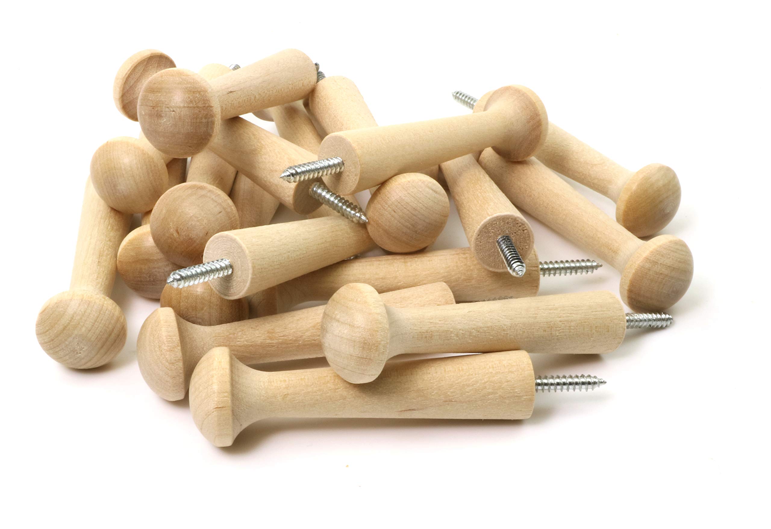 OakcraftsBirch Shaker Peg - Screw in Version 3.5" / 90mm (Pack of 20)