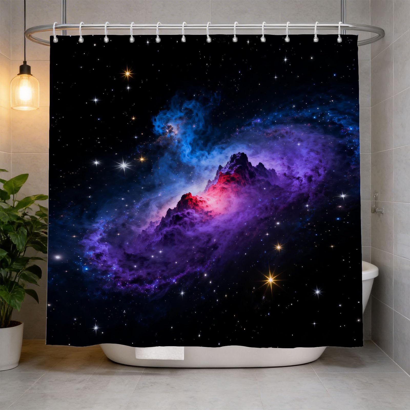 Hongduo 3D Nebula Shower Curtain for Stalls Bathtubs Starry Sky Bathroom Decor Shower Curtain Set Polyester Fabric Waterproof 180x200cm/71X79 Inch with Hooks