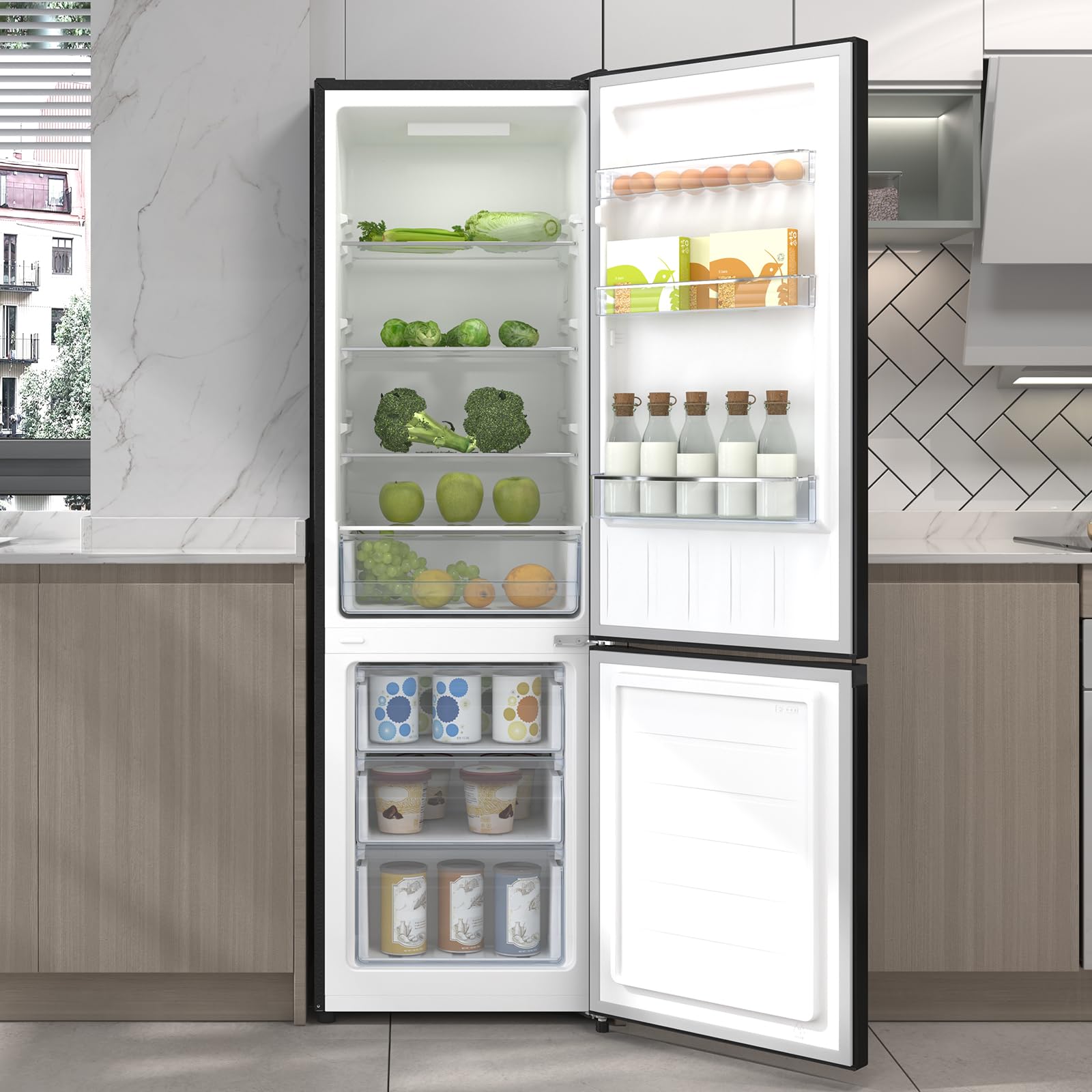 CHIQ Réfrigérateur Congélateur Bas FBM260L 262L Low Frost Acier Inoxydable Portes Réversibles 39 dB